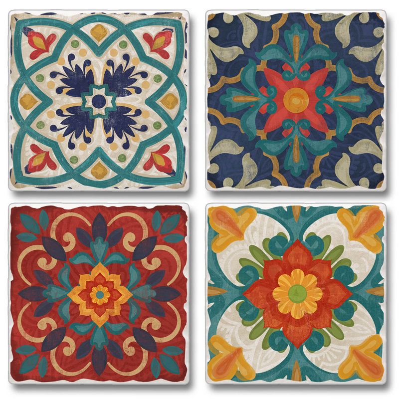 Stoneware Square 4 Piece Coaster Set