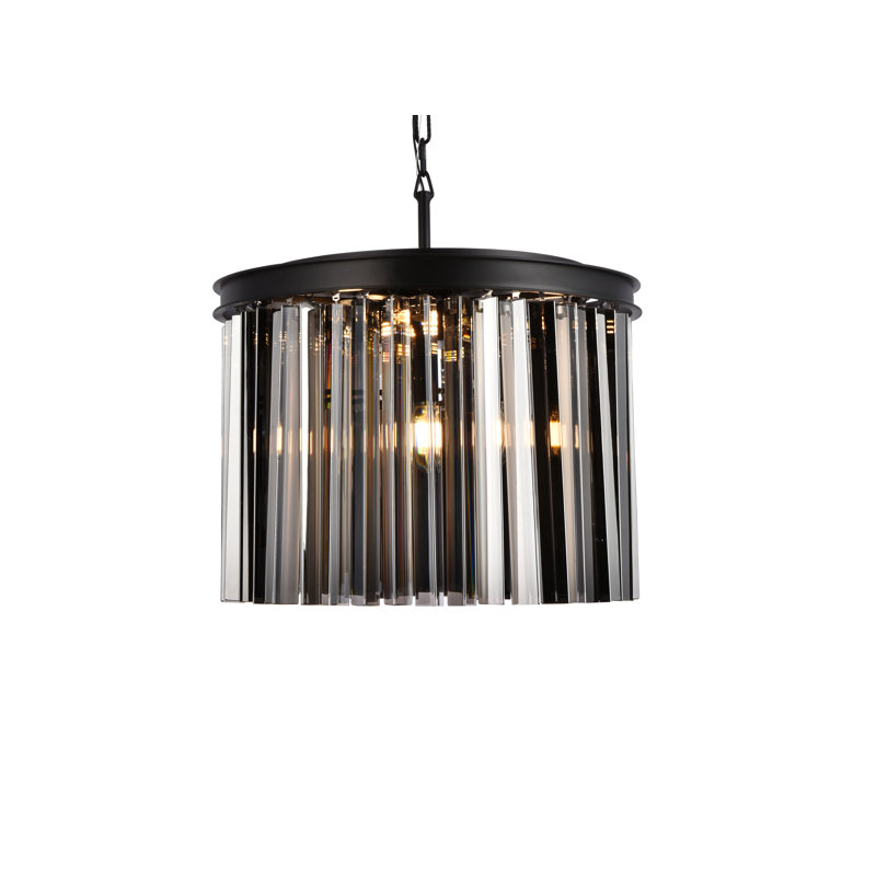 Lustre cylindrique unique à 6 lumières Yazmin, Brun moka, Abat-jour argenté (gris)
