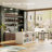 Expandable Kitchen Bar Cabinet - Extendable Tabletop, 4 Shelves & 2 Storage Cabinets