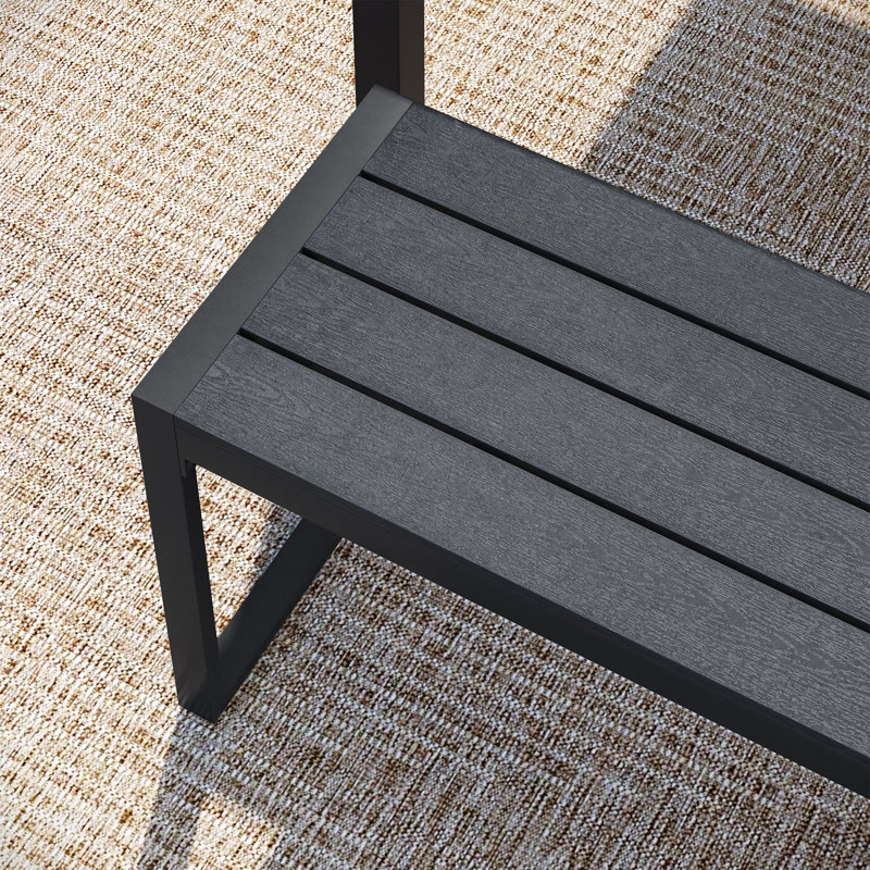 Banc de pique-nique en acier inoxydable Allanah, Noir