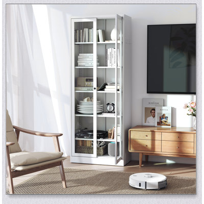 Durable Metal Kitchen Pantry Cabinet With 5 Adjustable Shelves, 72 Inch Tall Freestanding Storage For Modern Homes