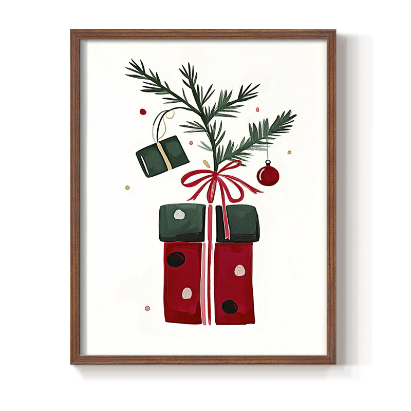 «Christmas Holiday Art DCCCLX III», reproduction d'art encadrée - bois massif, H 11 po x l 9 po, Noyer
