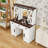 Makeup Vanity Desk with Mirror, Charging Station and Drawers