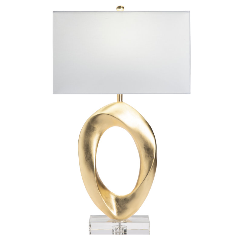 Lampe de table en résine dorée 31 "avec abat-jour blanc 31"
