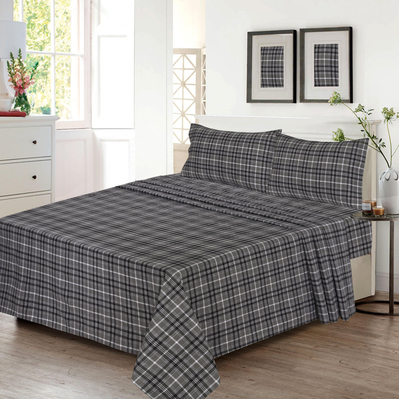 Ensemble de draps 100% flanelle 4 pièces, Ensemble de draps pour lit double / grand avec 4 p, Hiver sec / floral