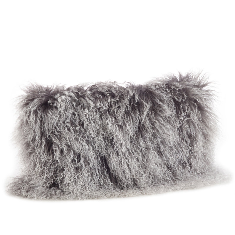 Iyana Wool Throw Pillow, Charcoal, 12"H x 20"W