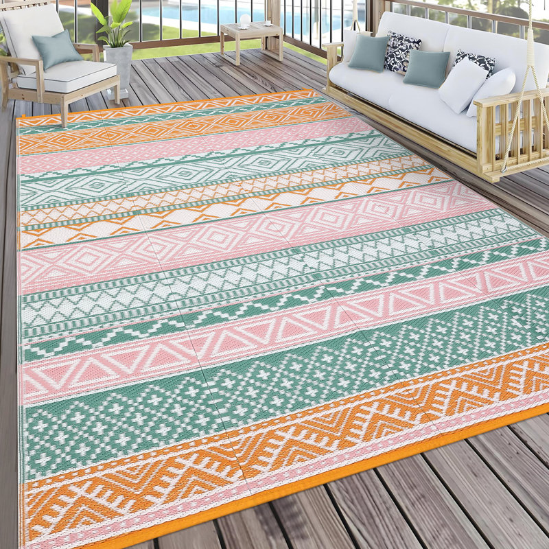 Outdoor Rug 9 x 18 ft Waterproof for Patios Clearance, Reversible Outdoor Plastic Straw Camping Rug Carpet, Large Rugs Mats for RV, Camper, Deck, Balcony, Beach, Picnic, UV Resistant Area Rug
