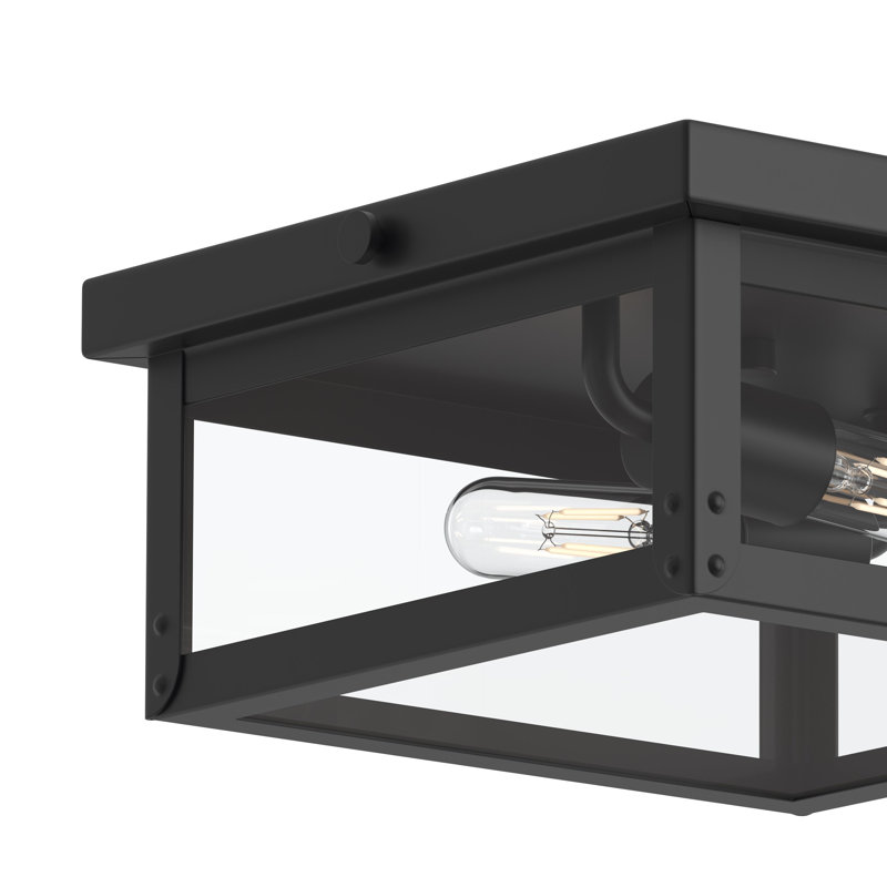 Luminaire encastré intérieur / extérieur noir Union Square avec panneaux en verre transparent
