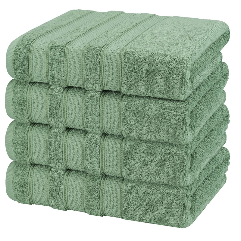 100% Cotton 4 Piece Luxury Turkish Bath Towel Set, Green