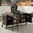 72.4-Inch Large BBQ Table With Metal Structure Compatible With Multiple Grills, Featuring A Folding Preparation Table And Adjustable Shelves.