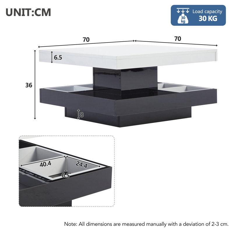 Frame Coffee Table with Storage, Black