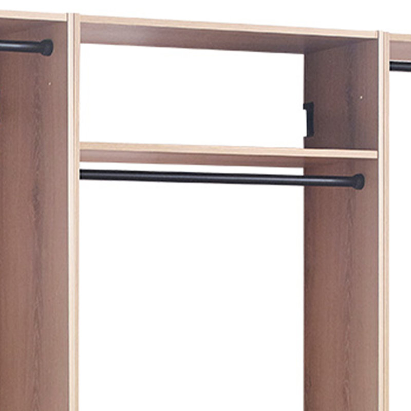 Vedz Walk In Closet W 2 Drawers, 4 Shelves N Hanging Rods,Wood, Black/Oak Brown