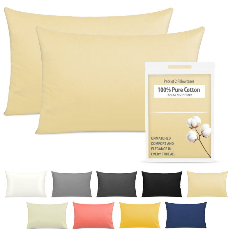 300 TC Egyptian Cotton Pillow Covers 4 Pack – Ultra-Soft, Breathable Luxury Pillowcases, Beige