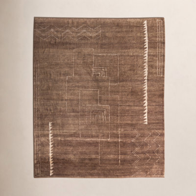 Monaco Brown Hand-Knotted Abstract Rug
