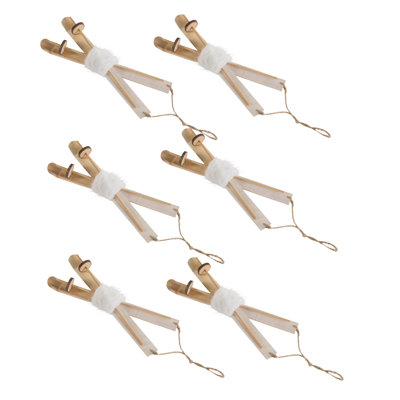 S/6 10.5X4" Wood Skis Ornament