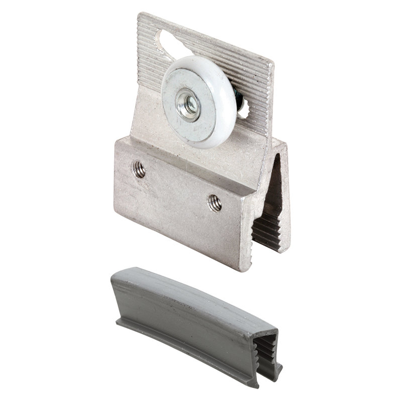 Aluminum Frameless Shower Door Top Bracket Roller Assembly, 3/4 In. Round Plastic Wheel, Fits 3/16 In. Glass (2 Pack)