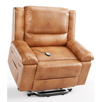 Oversized Wide Power Lift Recliner Chair - Heat and Massage, Faux PU Leather, Adjustable Back and Legs, Electric Lift Chair Designed for The Elderly by Latitude Run