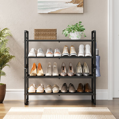 4-tier 20 Pair Stackable Shoe Rack With Expandable Shelves