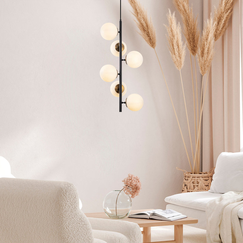 Lustre unique à 6 lumières Luper, Noir
