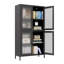 Armoire de rangement classique en métal avec 4 portes en verre et 4 tablettes avec armoire et armoire latérale pour bureau à domicile, salon, cuisine, couloir