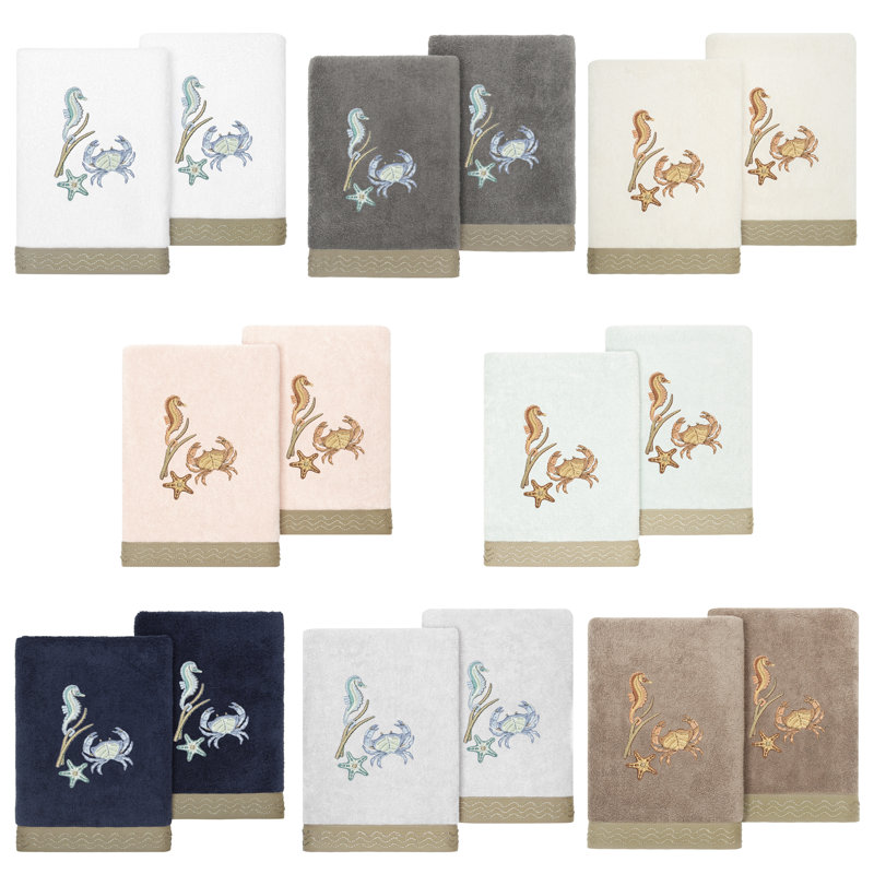 100% Turkish Cotton Aaron 2 Piece Hand Towel Set, Marine