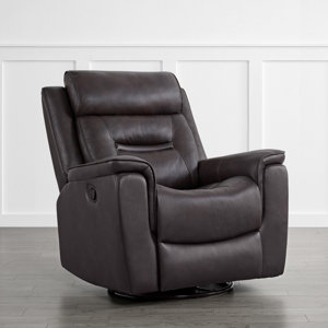 Puspha 37'' W Modern Vegan Leather Swivel Manual Recliner