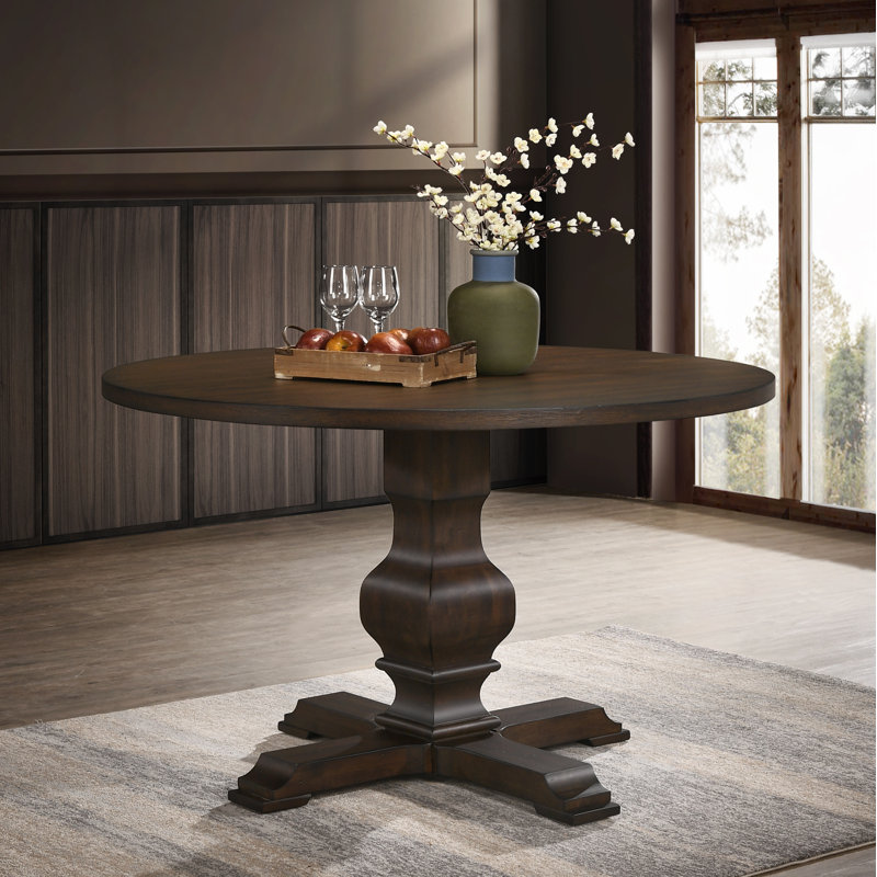Keltner Round Solid Wood Base Dining Table, Espresso