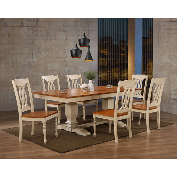 Rosalind Wheeler Paquin 7 - Piece Extendable Solid Wood Dining Set ...