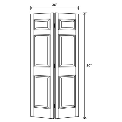 Paneled Manufactured Wood Hollow Primed Textured 6-Panel Bi-fold Door - 36 x 80