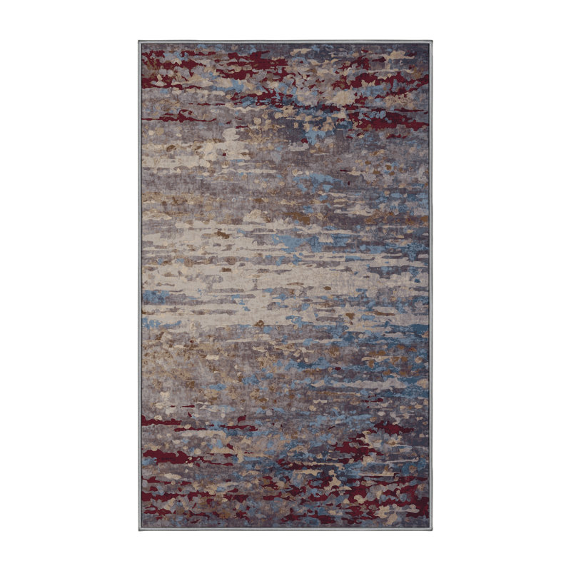 Tapis gris soyeux et moelleux, Rectangle 7 pi x 9 pi