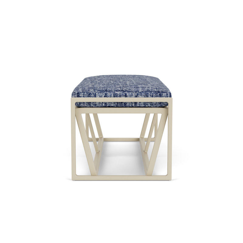 Summit Outdoor Dining Bench, Linen, Visions Cobalt