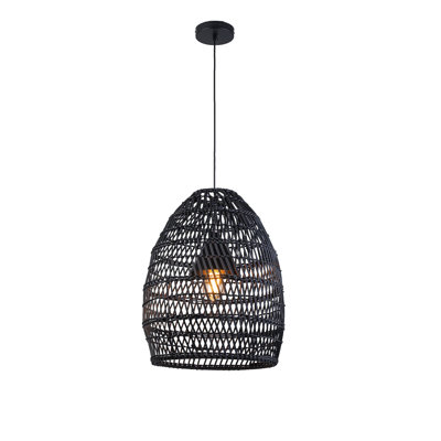 Luminaire suspendu en rotin d'extérieur 1 lumière