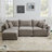 113'' Upholstered L-Shape Sectional Cloud Couch With Storage Ottoman-1307715047