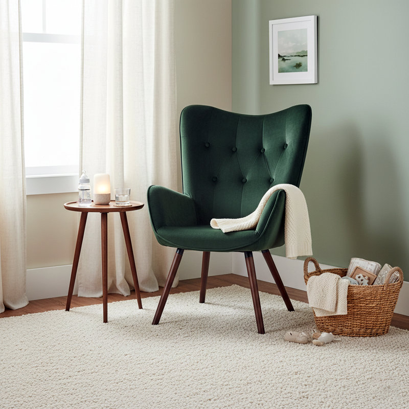 Garmon Velvet Armchair, Green