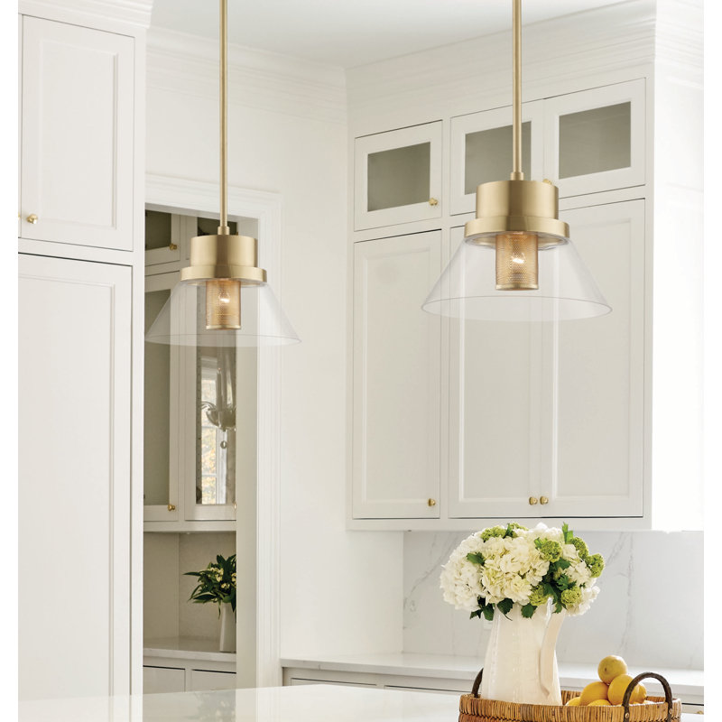 Paoli 1 Light Pendant, Aged Brass, 15.5" W x 15.5" D