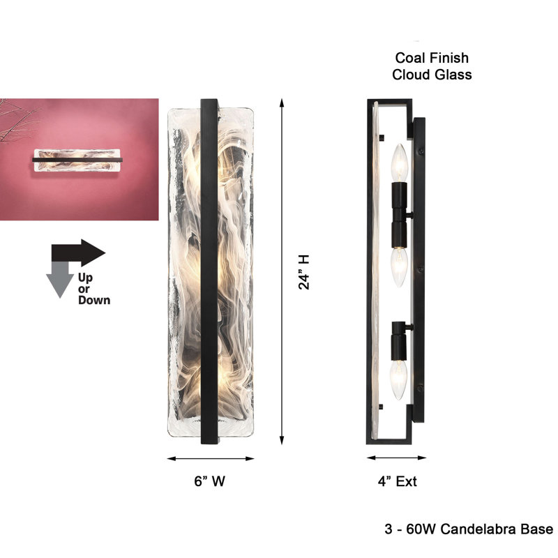 Minka Lavery Cloud Break - 3 Light Wall Sconce In Coal