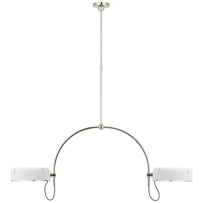Thomas O'Brien Oso 72" Linear Arched Pendant, 64" H x 54" W, White, Polished Nickel