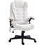 Chaise de bureau blanc crème. Massage vibrant 6 points avec chaleur. Inclinable. Rembourré. Siège réglable de 17,75 po à 21,75 po. Fauteuil sans limites. Blanc crème. Fonction de chauffage. Illimité