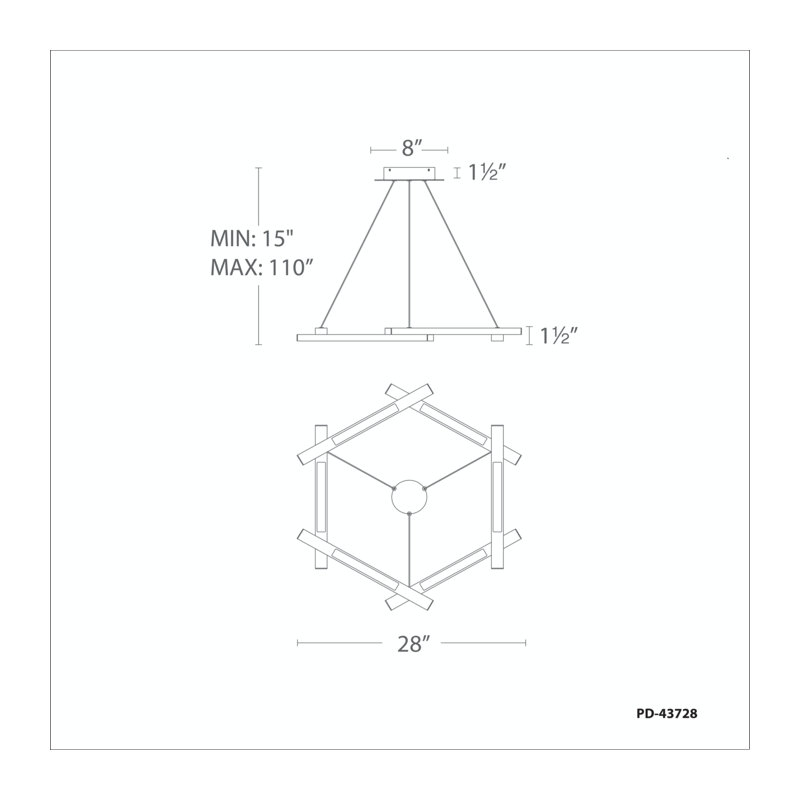 Metric 6 - Light LED Chandelier, Black, 1.5" H x 28" W x 28" D