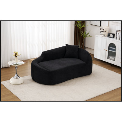 Chaise longue en chenille moderne avec assise profonde, canapé-lit convertible pour petits espaces et pièces multifonctionnelles