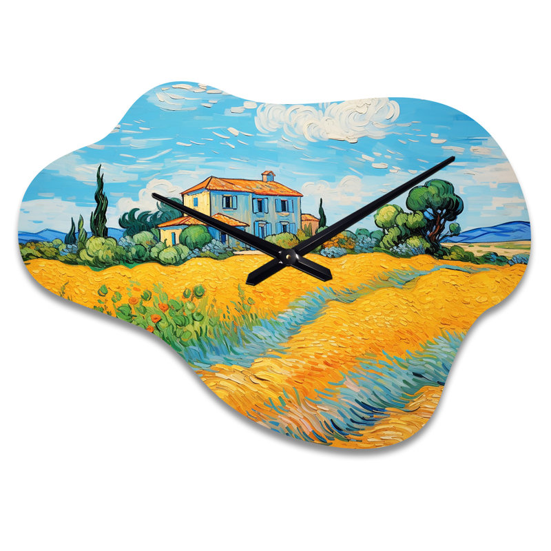 Vangogh, la maison jaune à Arles II - horloge murale asymétrique en métal Vangogh, Petit