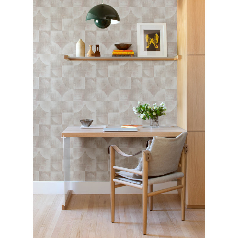 Woodbine Sage Abstract Geometric Wallpaper, Pink
