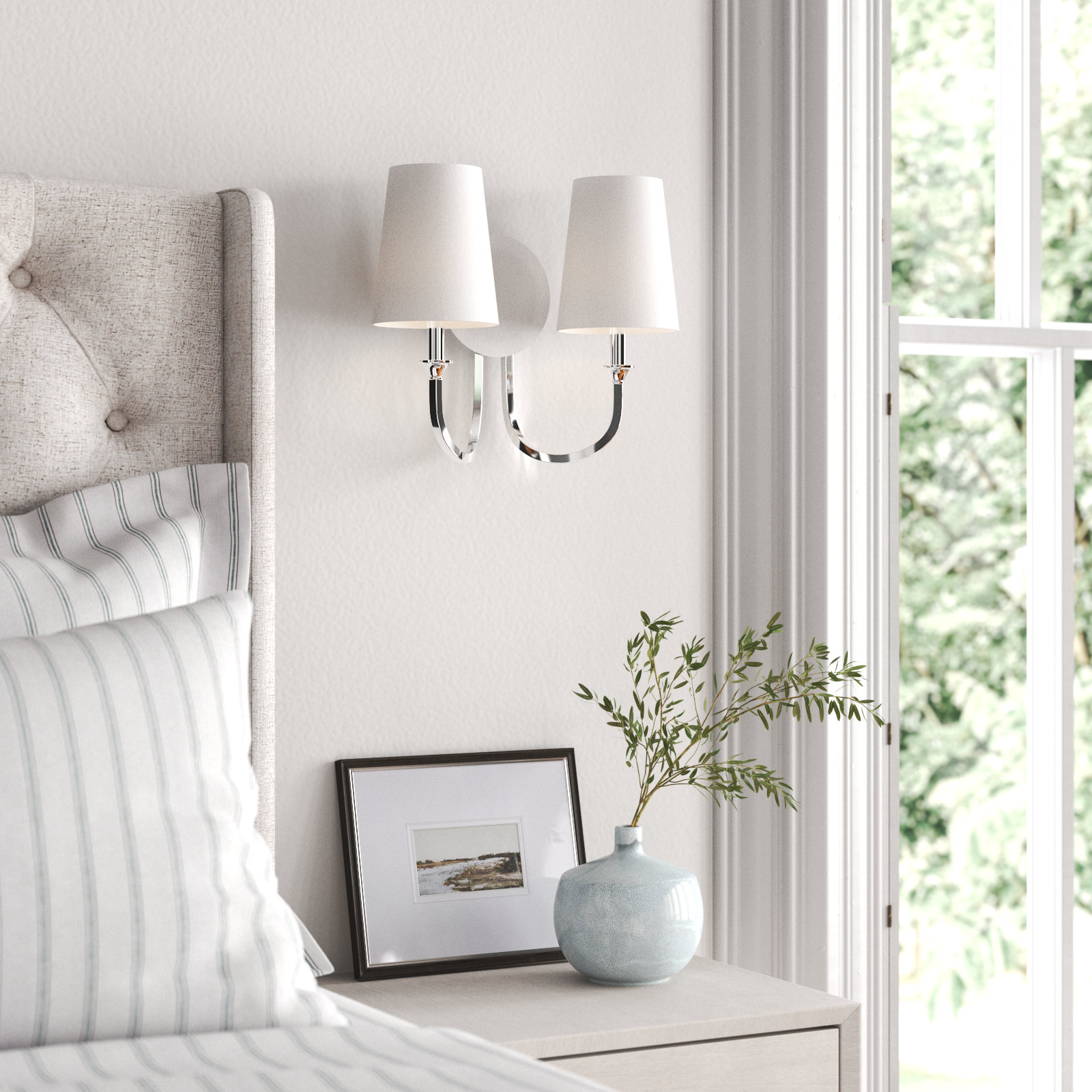 Ikenna 2 Light Dimmable Armed Sconce, Polished Chrome