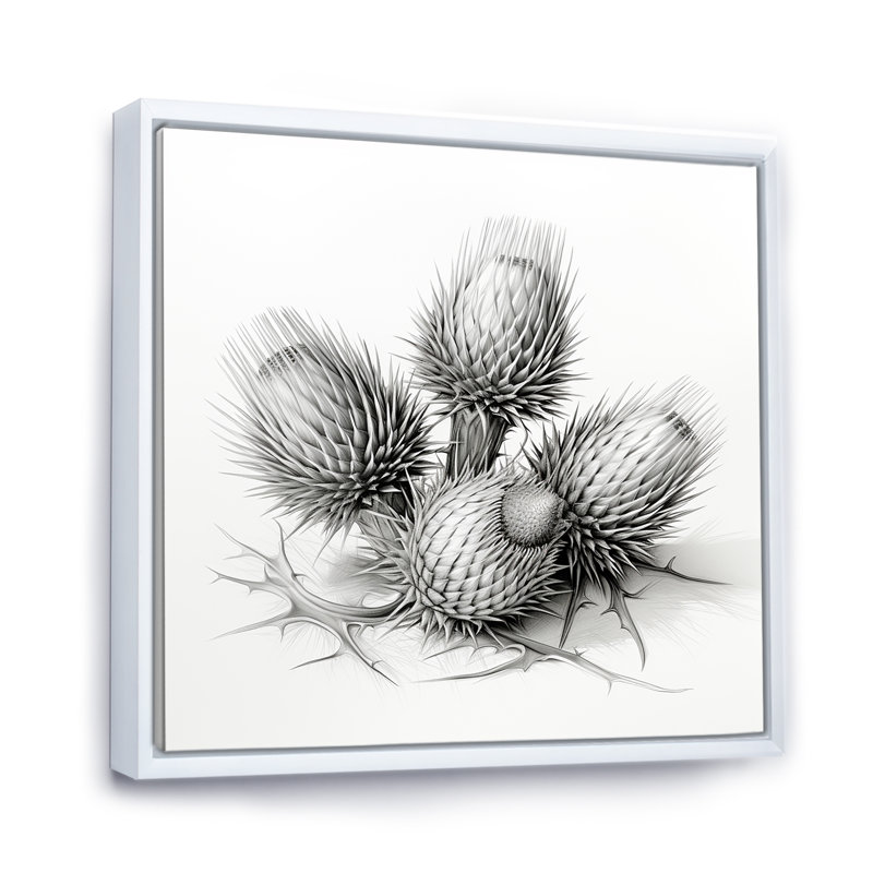 Thistle Flowers - Thistle Wall Art, White, 16" H x 16" W