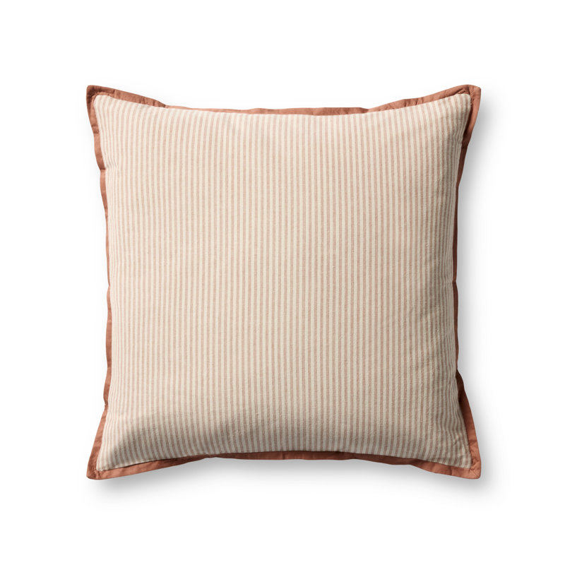 Jeremiah Brent x Loloi Sullivan Pillow Cover, Square 20"H x 20"W, Natural / Terracotta