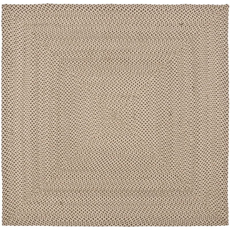 Tapis de couleur unie en coton tissé à la main Garbrand, Carré 6 pi