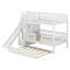 Lit superposé en bois avec escalier de rangement et glissade, lit superposé avec garde-corps et lit gigogne-129988599