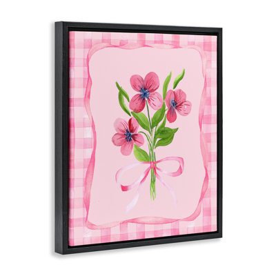 Pink Bordered Flower Bundle Floating Frame, design by Nina Jacobs