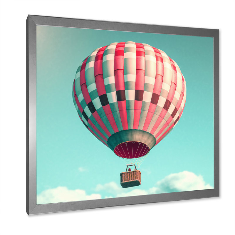 Paysage de ballon à air chaud rétro II, H 16 po x l 16 po x P 1 po, Cadre photo argenté