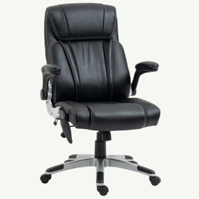 Vinsetto Executive Massage Office Chair With 6 Vibration Points, Heated Faux Leather Computer Desk Chair With Flip-Up Armrest, Adjustable Height, Swiv -  Inbox Zero, 52DFA45568454538BE273D91D0BC9247